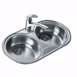 Teka DR 80 2C, Evier encastré, Rectangulaire, Acier inoxydable, Acier inoxydable, 2 bols, Cercle