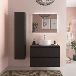 Salgar - Meuble de salle de bain - 80 cm - Avec vasque à poser - Noir mat - a suspendre - karaib
