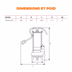 EUROPALAMP DRAINEX100M-A pompe à eaux 16,8 l/h