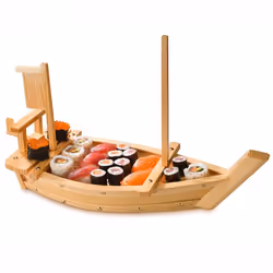 Plateau de Présentation Bateau pour Sushi L 50 à 70 cm - Pujadas - Bois Clair - l200- L500- P1- h310- Bambou