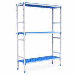 Rayonnage Aluminium 3 Niveaux Compatible Bac GN 2/3 - L 715 à 1950 mm - Pujadas - l1- L715- P385- h1750- Acier Inoxydable