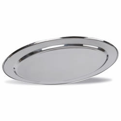Plateau de Service Ovale en Inox Brillant 25 à 50 cm - Pujadas - l175- L250- P1- h1- Inox