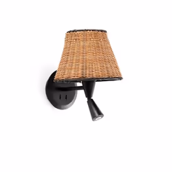 Applique murale - FARO - SUMBA - Noir - Rotin - E27 - 3000K