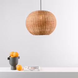 Suspension - FARO - HAKA - Rotin noir - 53 cm - E27 - Intérieur