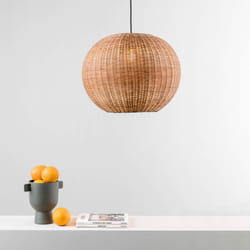 Suspension - FARO - HAKA - Rotin noir - 53 cm - E27 - Intérieur
