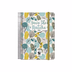 DOHE Save the Nature, Agenda journalier, Couverture rigide, 336 pages, Multicolore, Papier, Reliure spiralée