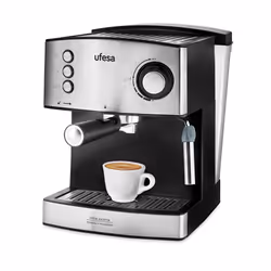 Ufesa CE7240, Machine à expresso, 1,6 L, Café moulu, 850 W, Noir, Argent