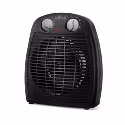 Ufesa CF2000, Chauffage de ventilateur électrique, Vitrocéramique, Intérieure, Sol, Table, Noir, Plastique