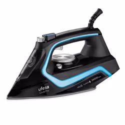 Ufesa PV2600, Fer à repasser à sec ou à vapeur, Semelle en céramique, 180 g/min, Noir, 35 g/min, Manuel