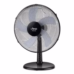 Ufesa 84105608, Ventilateur à lame domestique, Noir, Table, 40 cm, 90°, Boutons