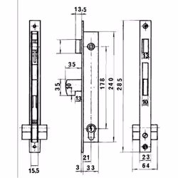 Lock Met.emb. 23x21mm 5580 Niq Pic/gan Lynx