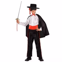 Déguisement Zorro Garçon 10/12 ans - Licence Zorro - Polyester - Noir
