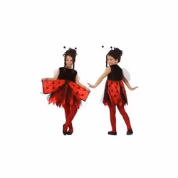 Déguisement coccinelle - Fille - Robe à pois rouge et noire - Ailes et antennes - 100% Polyester