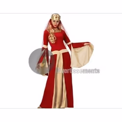 Déguisement Femme Médiévale Rouge - Taille M/L - Accessoire Cheveux et Robe