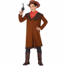 Déguisement Cow-Boy garçon - ATOSA - Enfant 10-12 ans - Tunique marron à franges et foulard rouge