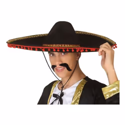 Sombrero Mexicain Pompons Rouge