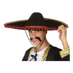 Sombrero Mexicain Pompons Rouge