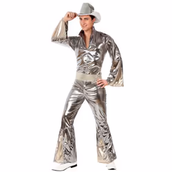 Déguisement disco argenté brillant homme
