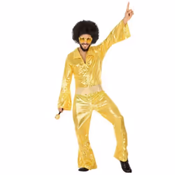 Déguisement Disco 1980 - Homme - Jaune Doré - ATOSA - Combinaison type Abba - Costume des Années 1980