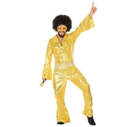 Déguisement Disco 1980 - Homme - Jaune Doré - ATOSA - Combinaison type Abba - Costume des Années 1980