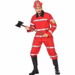 Déguisement Homme Pompier - ATOSA - Costume rouge avec veste et pantalon - Adulte