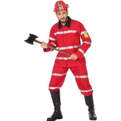 Déguisement Homme Pompier - ATOSA - Costume rouge avec veste et pantalon - Adulte