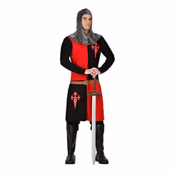 Costume-Déguisement - ATOSA - Chevalier Croisé - Rouge - XL - Inclut tunique et cagoule