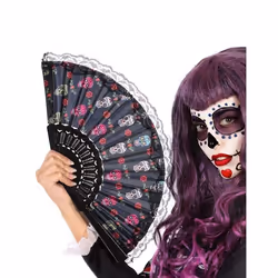 Eventail dentelle dia de los muertos