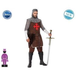 Déguisement chevalier croisé homme - ATOSA - Imitation côte de mailles - Pantalon tunique col et coiffe