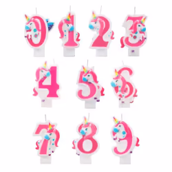 Bougie chiffre rose licorne 14 cm