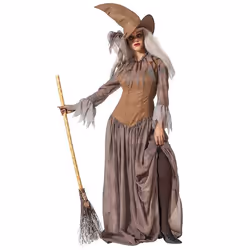 Déguisement avec chapeau sorcière marron femme