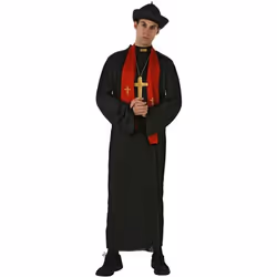 Déguisement Curé - ATOSA - Taille unique - Polyester - Noir et rouge - Homme