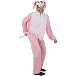 Déguisement adulte Cochon - ATOSA - Taille unique - Rose & Blanc - Combinaison coiffe en 100% Polyester