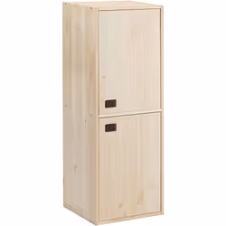 Description générale Armoire en pin massif brut à deux portes, idéale pour ranger vêtements, jouets, chaussures ou livres. Av ...