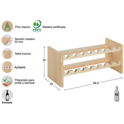 Astigarraga - Casier à bouteilles empilable en pin Katea Epaisseur du bois 22 mm