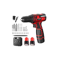 Perceuse À Percussion 12v 1400 Rpm 2 Batteries 2.0 Ah Long Life Battery Electronic Trigger 15 Drill Bits + 9 Wrenches + 2 Bits + Flexible Shaft + Hexagonal Adapter + Carrying Case - Casals