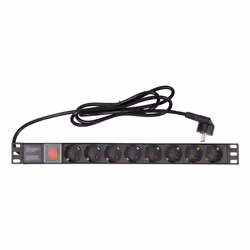 Fonestar FRP-8, Bloc d'alimentation, Noir, Polyvinyl chloride (PVC), 1U, 1,8 m, 19"