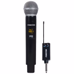 Fonestar IK-166, Microphone de karaoké, Sans fil, 6,35 mm (1/4"), Noir, Intérieure, Adulte
