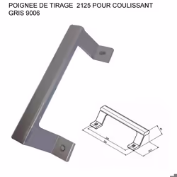 Poignée de tirage ALMA pour coulissant - Ral 9006 Gris - 2125-9006