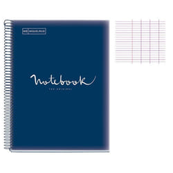 Cahier - A4 (21x297cm) - Grands carreaux - 80 pages - couverture en polypro bleu marine - à spirale - Notebook Miquelrius