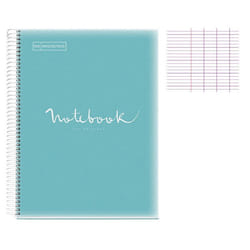 Cahier - A4 (21x297cm) - Grands carreaux - 80 pages - couverture en polypro bleu ciel - à spirale - Notebook Miquelrius
