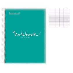 Cahier - A4 (21x297cm) - Grands carreaux - 80 pages - couverture en polypro turquoise - à spirale - Notebook Miquelrius