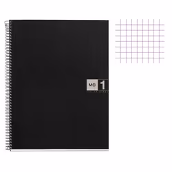 Cahier - Miquelrius - 1 Basic Grey - A4 - 160 pages petits carreaux - 4 trous - Polypropylène