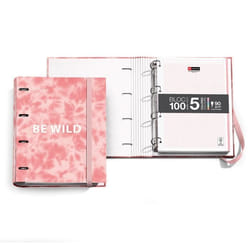 Classeur A4 MIQUELRIUS Tie Dye rose 4 anneaux + bloc 100 feuilles A4 copies simples perforées petits carreaux 5x5