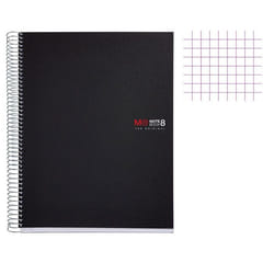 Cahier - A4 (21x297cm) - Petits carreaux - 200 pages - couverture en polypro noir - à spirale - Miquelrius
