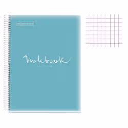 Cahier - A4 (21x297cm) - Petits carreaux - 120 pages - couverture en polypro bleu ciel - à spirale - Notebook Miquelrius