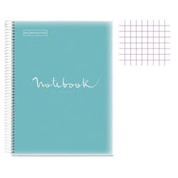 Cahier - A4 (21x297cm) - Petits carreaux - 120 pages - couverture en polypro bleu ciel - à spirale - Notebook Miquelrius