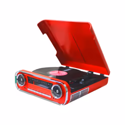 Lauson 01TT17, Tourne-disque entraîné par courroie, Noir, Rouge, 33,45,78 tr/min, FM, USB Type-A, 3,5 mm