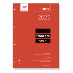 Finocam 711640025, Recharge pour organiseur, Rouge, Une semaine sur 2 page, Papier, Papier ligné, A4