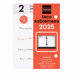 Finocam 780280025, Table, Noir, Rouge, Blanc, Papier, Espagnol, 01/01/2025, 12 mois